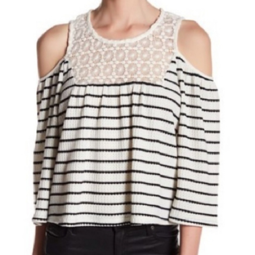 NWT Cold Shoulder Striped Boho Top by R&JC